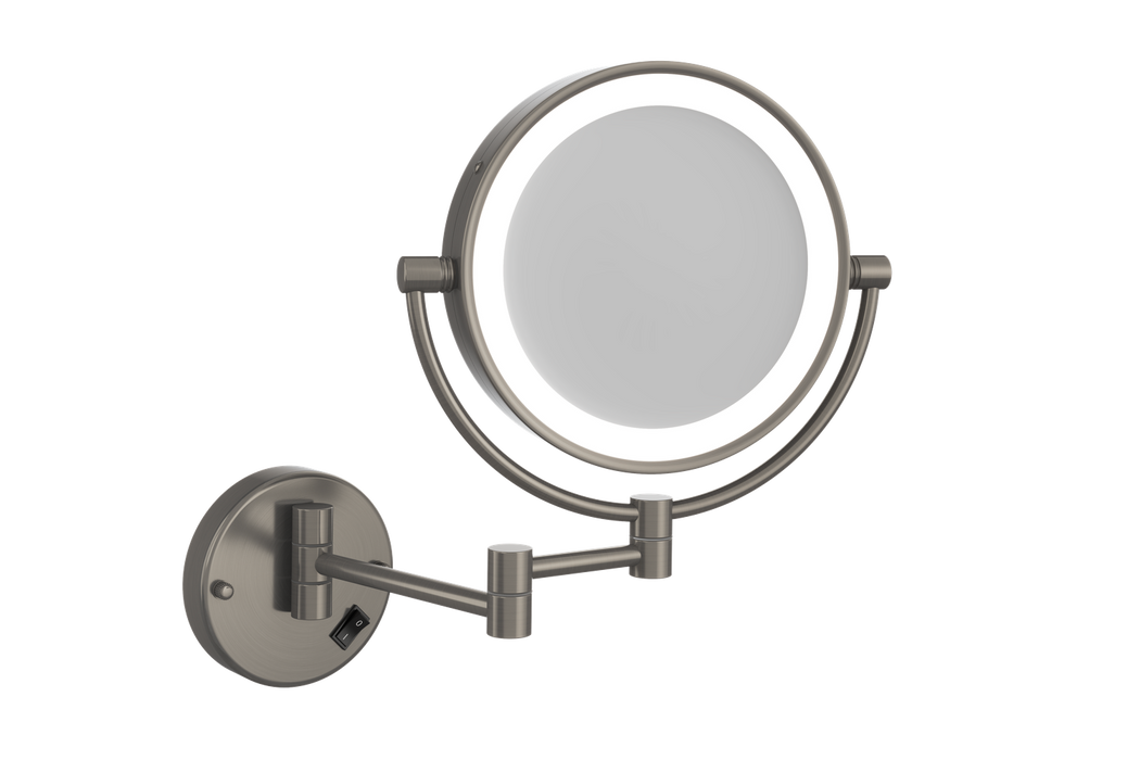 Marco Round Brushed Nickel Double Sided 1x & 5x Magnification Wall Mounted Shaving Mirror with Light