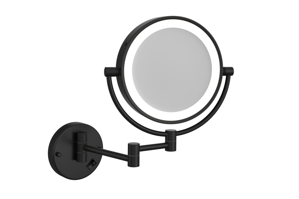 Marco Round Black Double Sided 1x & 5x Magnification Wall Mounted Shaving Mirror with Light