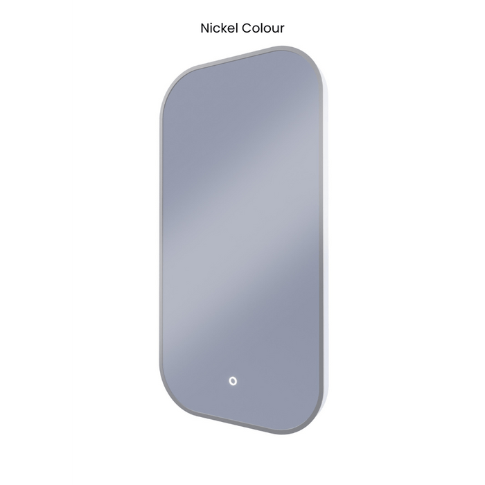 Ace Curved Corners Backlit LED Mirror- Medium 45cm x90cm Brushed Nickel / No demister