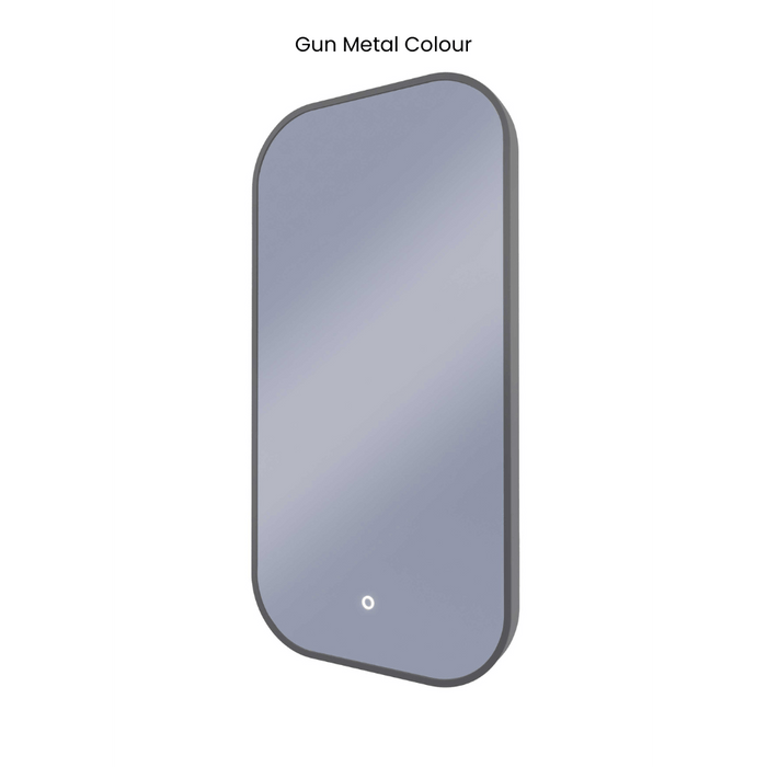 Ace Curved Corners Backlit LED Mirror- Medium 45cm x90cm Gun Metal / No demister