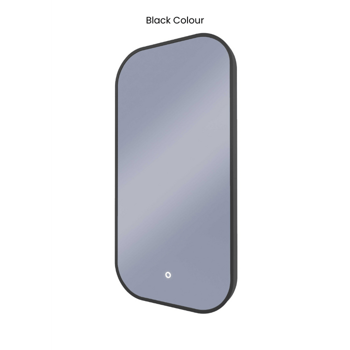 Ace Curved Corners Backlit LED Mirror- Medium 45cm x90cm Matt Black / No demister