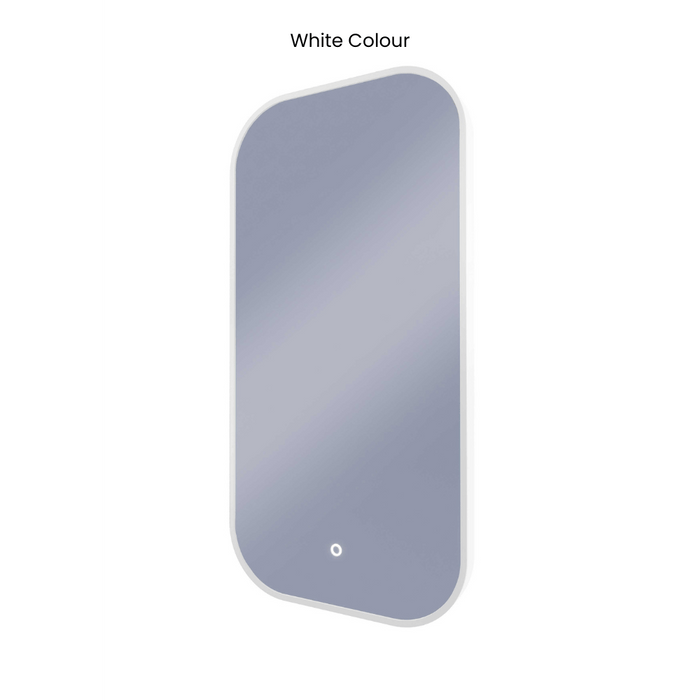 Ace Curved Corners Backlit LED Mirror- Medium 45cm x90cm Matt White / No demister