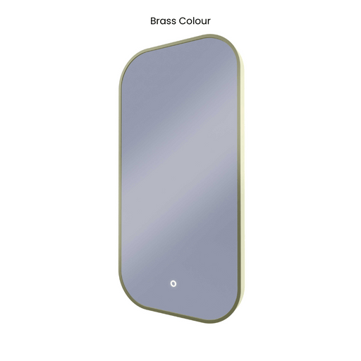 Ace Curved Corners Brushed Brass Backlit LED Bathroom Mirror