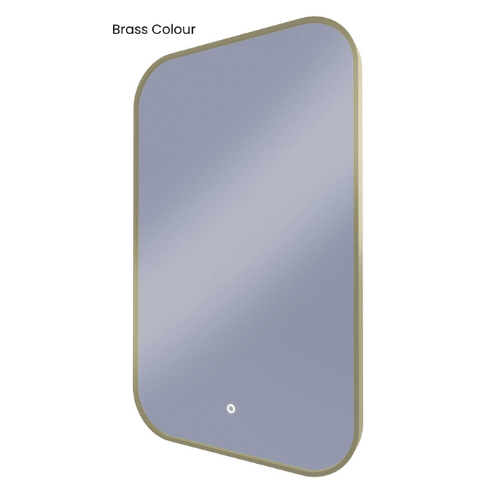 Ace Curved Corners Brushed Brass Backlit LED Mirror- Large 60cm x 100cm