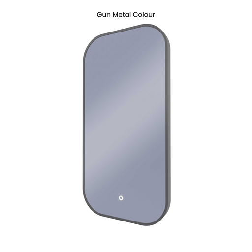 Ace Curved Corners Gun Metal Backlit LED Mirror