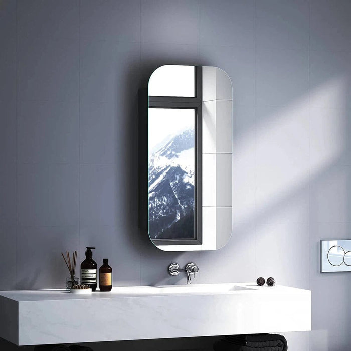 Alder Black Bathroom Mirror Rectangle Shaving Cabinet