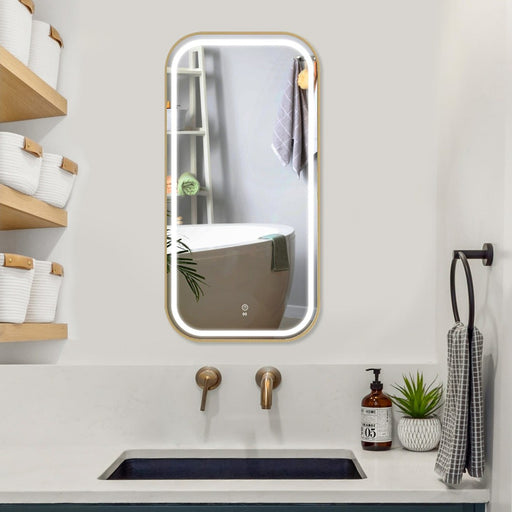 Alessia Brushed Gold Rectangle LED Frontlit Bathroom Mirror