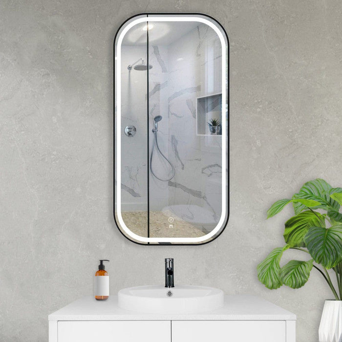 Alessia Matte Black Rectangle LED Frontlit Bathroom Mirror