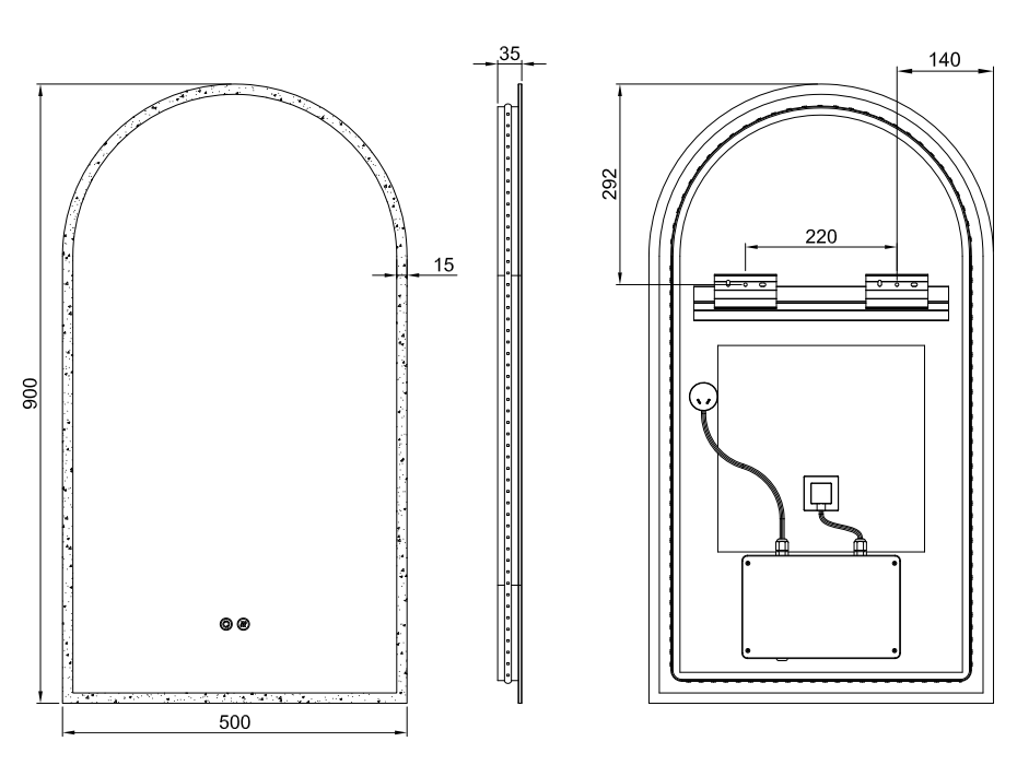 Cooper Frameless Arched Frontlit LED Bathroom Mirror