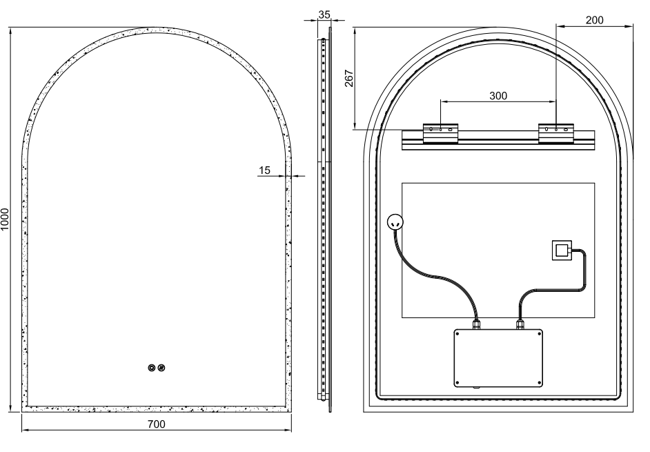 Cooper Frameless Arched Frontlit LED Bathroom Mirror