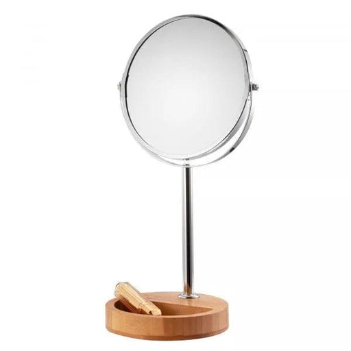 Esme Round Bamboo Vanity Mirror with 1x and 3x Magnification