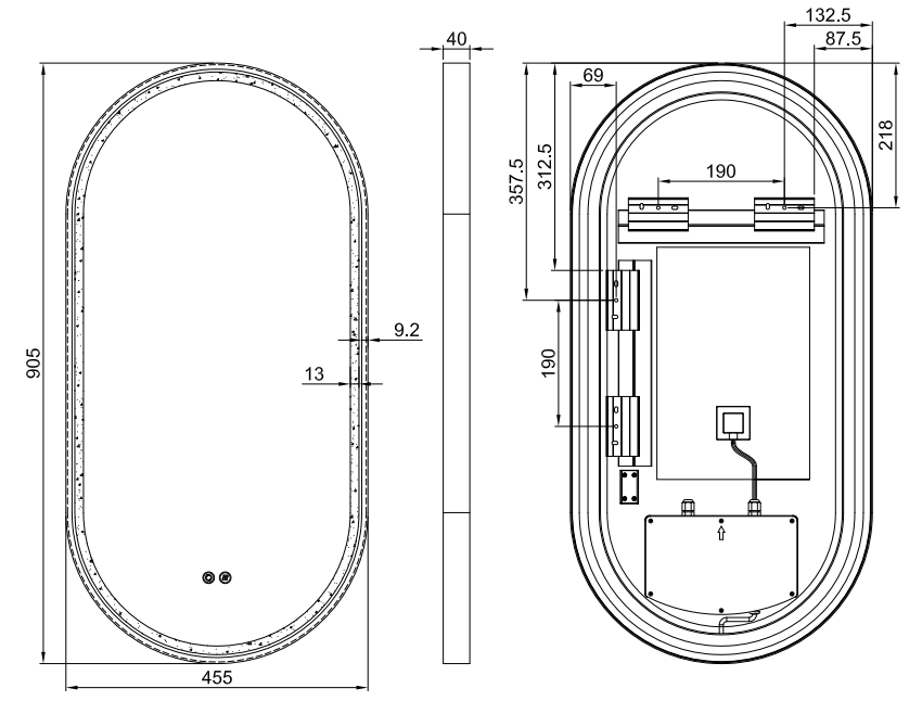 Gatsby Bronze Oval Frontlit LED Bathroom Mirror