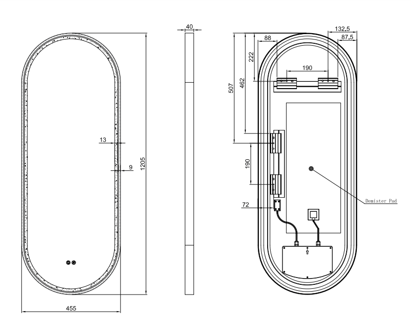 Gatsby Bronze Oval Frontlit LED Bathroom Mirror