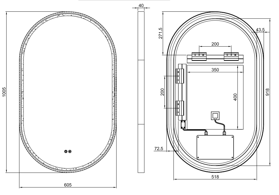 Gatsby Matte White Oval Frontlit LED Bathroom Mirror