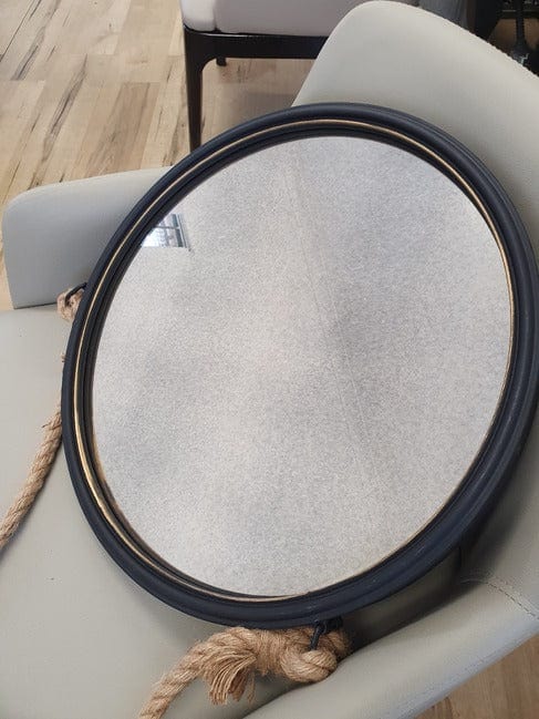 Georgia Rope Strap Round Wall Mirror