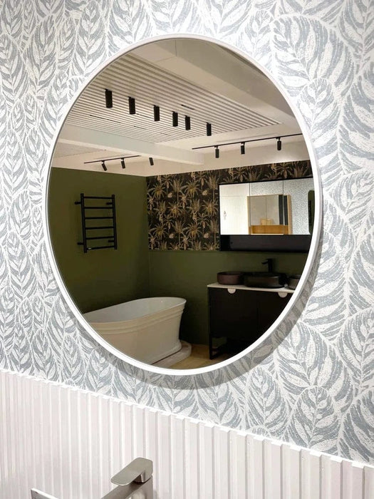 Jade White Round Wall Mirror