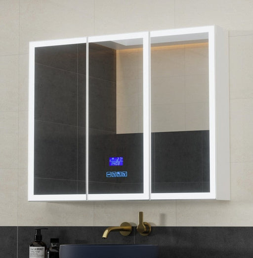 Jalen White 3 Door LED Bluetooth Bathroom Wall Cabinet Mirror