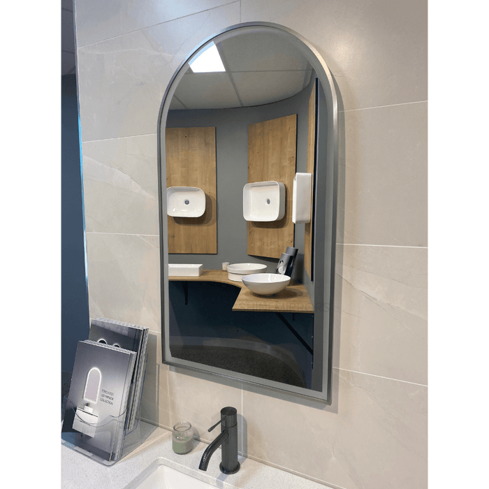 Kayden Brushed Nickel Arched Frontlit LED Bathroom Mirror