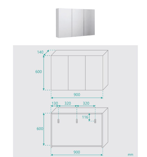 Maribel 3 Door White Mirror Cabinet