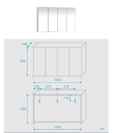 Maribel 4 Door White Mirror Cabinet