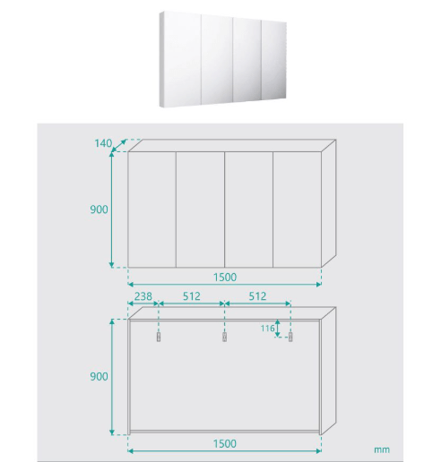 Maribel 4 Door White Mirror Cabinet