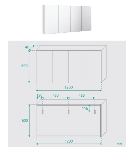 Maribel 4 Door White Mirror Cabinet