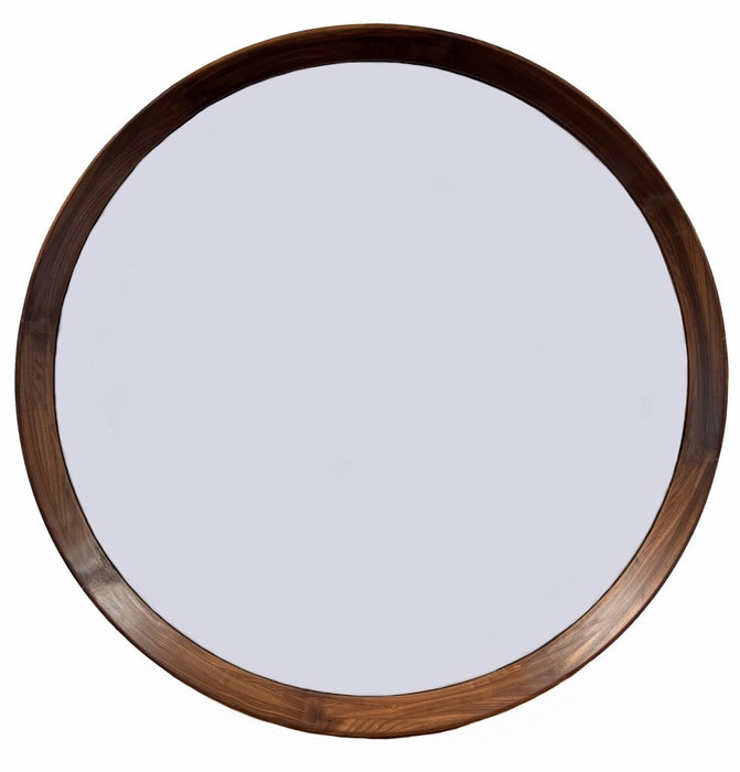 Merindah Dark Walnut Round Wall Mirror