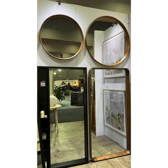 Merindah Dark Walnut Round Wall Mirror