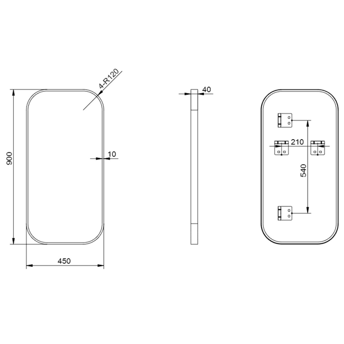 Milo Black Curved Rectangle Wall Mirror