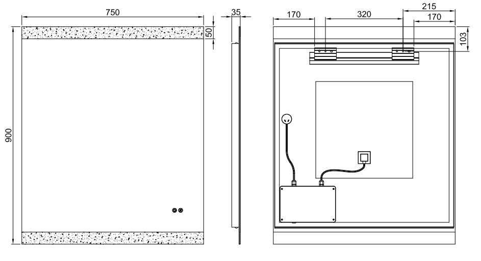 Miro Frontlit LED Bathroom Mirror With Bluetooth Option and Magnifier Option