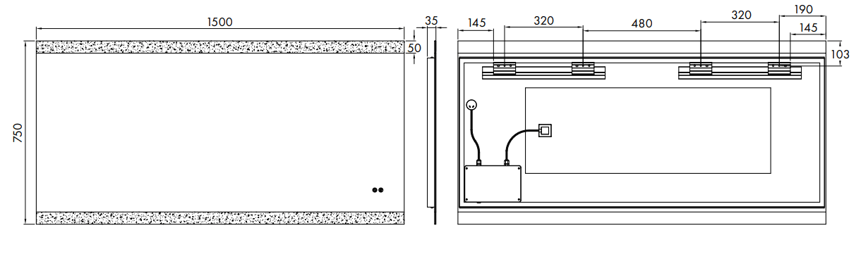 Miro Frontlit LED Bathroom Mirror With Bluetooth Option and Magnifier Option