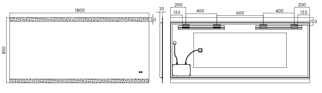 Miro Frontlit LED Bathroom Mirror With Bluetooth Option and Magnifier Option