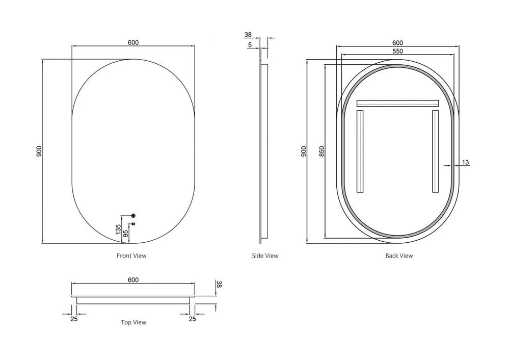 Nory Frameless LED Wall Mirror