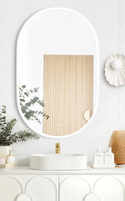 Nory White Framed LED Wall Mirror