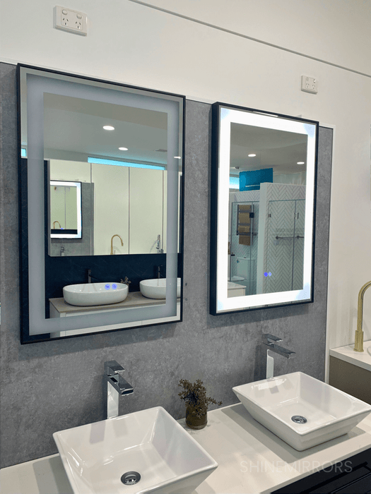 Perlyn Rectangle Black LED Frontlit Bathroom Mirror