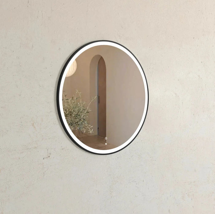 Porter Black Round Backlit LED Wall Mirror