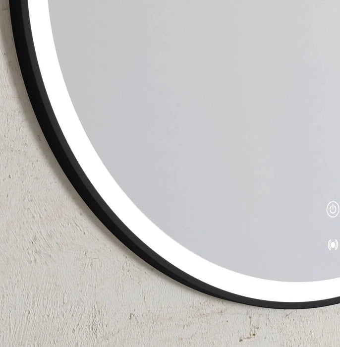 Porter Black Round Backlit LED Wall Mirror