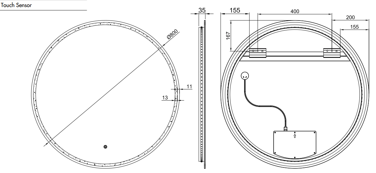 Sphere Frameless Round Frontlit LED Bathroom Mirror