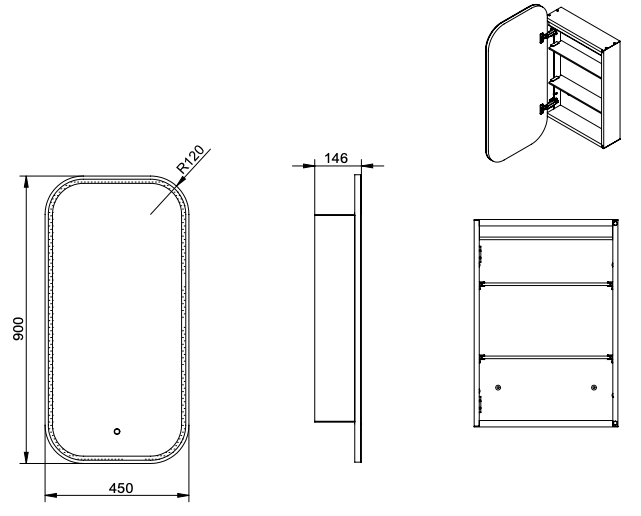 Tori Frontlit Bathroom Mirror Cabinet