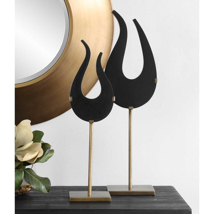 Uttermost Black Flame, Sculptures - Set of 2