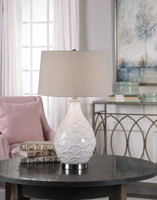 Uttermost Camellia Glossed White Table Lamp