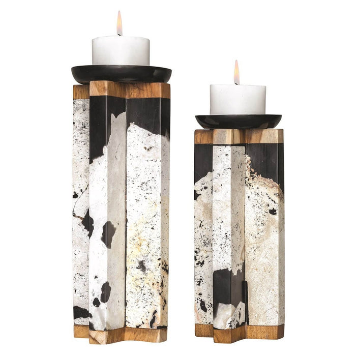 Uttermost Illini Stone Candleholders, Set of 2