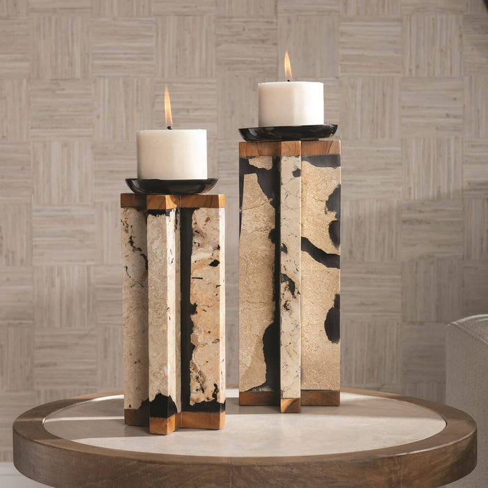 Uttermost Illini Stone Candleholders, Set of 2