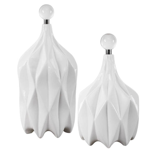 Uttermost Klara White Bottles, Set of 2