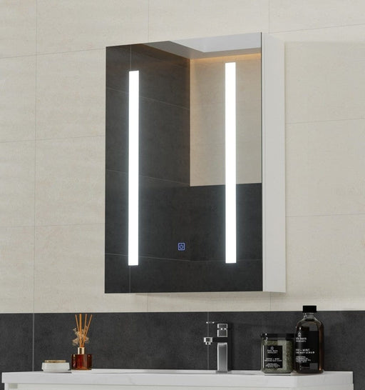 Valerio White Single-Door LED Bathroom Wall Cabinet Mirror