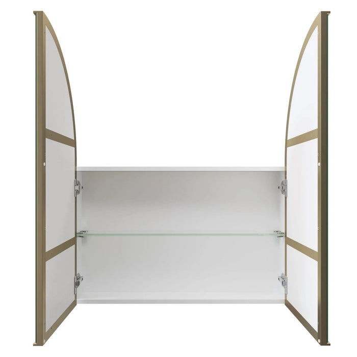 Austin Satin Brass Arch Mirrored Cabinet — SHINE MIRRORS AUSTRALIA