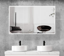 Gabriela 3 Door LED Mirrored Bathroom Shaving Cabinet — SHINE MIRRORS ...