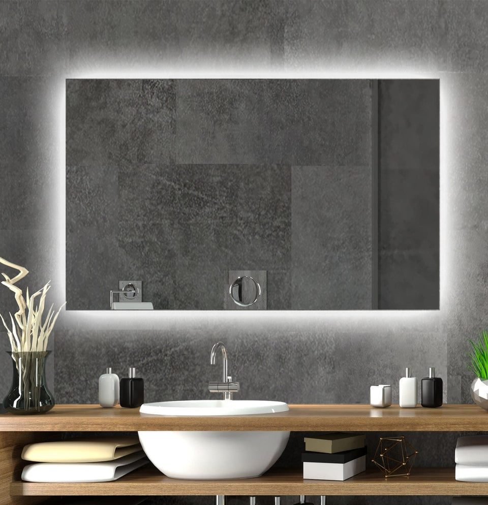 Twilight Rectangle Bathroom Mirror With Led Light Backing Backlit 