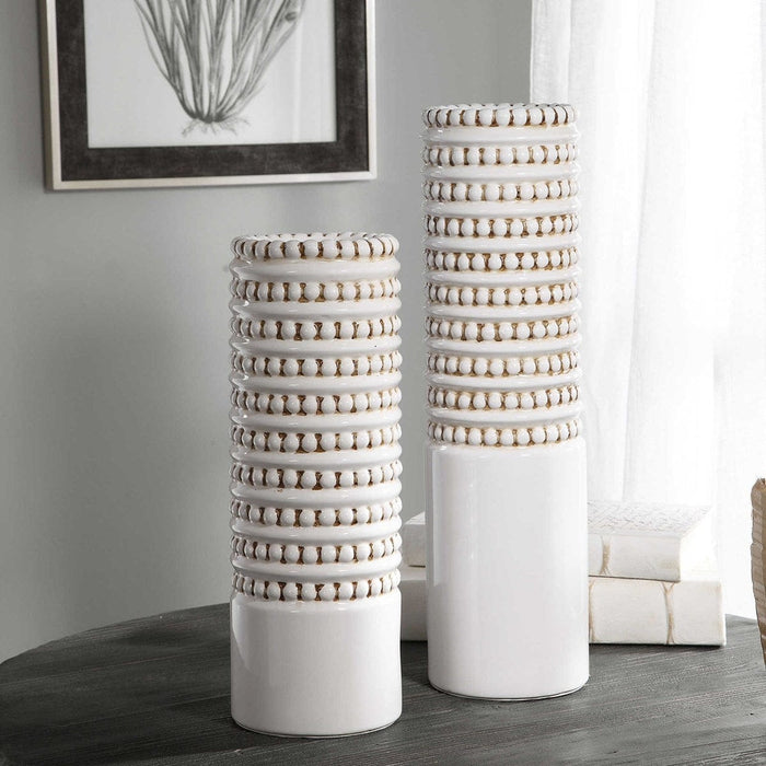 Uttermost Angelou White Vases Set of 2