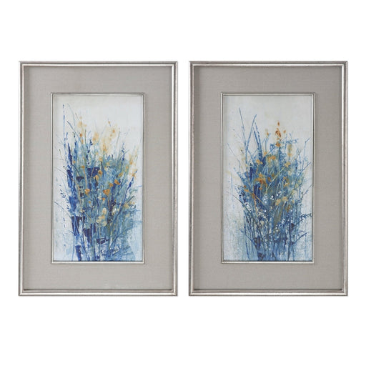 Uttermost Indigo Florals Framed Art Set Of 2 - SHINE MIRRORS AUSTRALIA